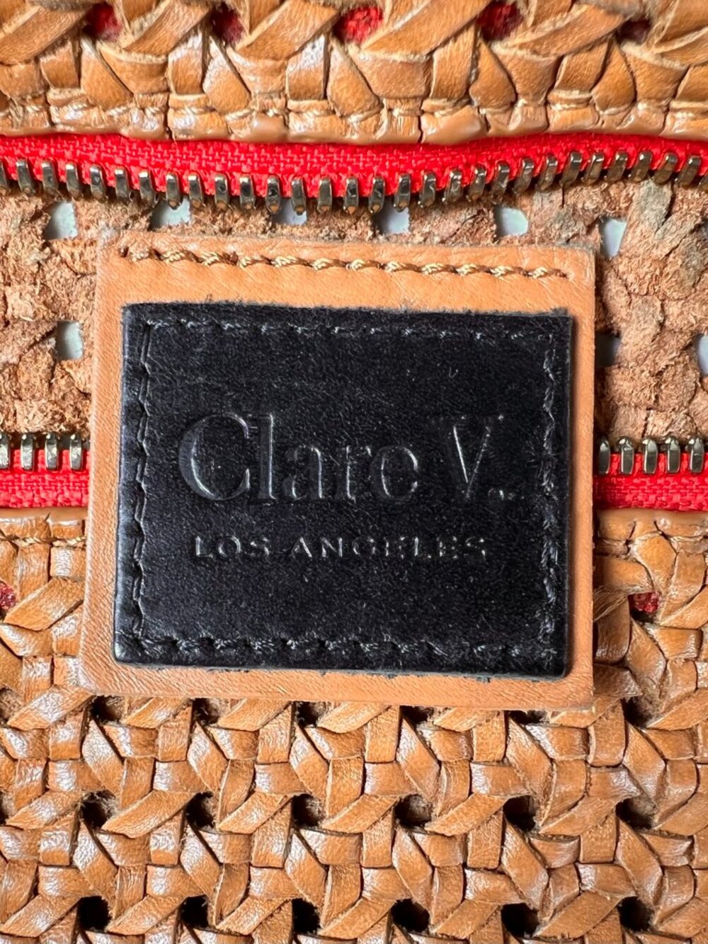 CLARE V. Grande Fanny Bag Tan Rattan Woven Leather Belt Bag Crossbody Fanny - Picture 6 of 9